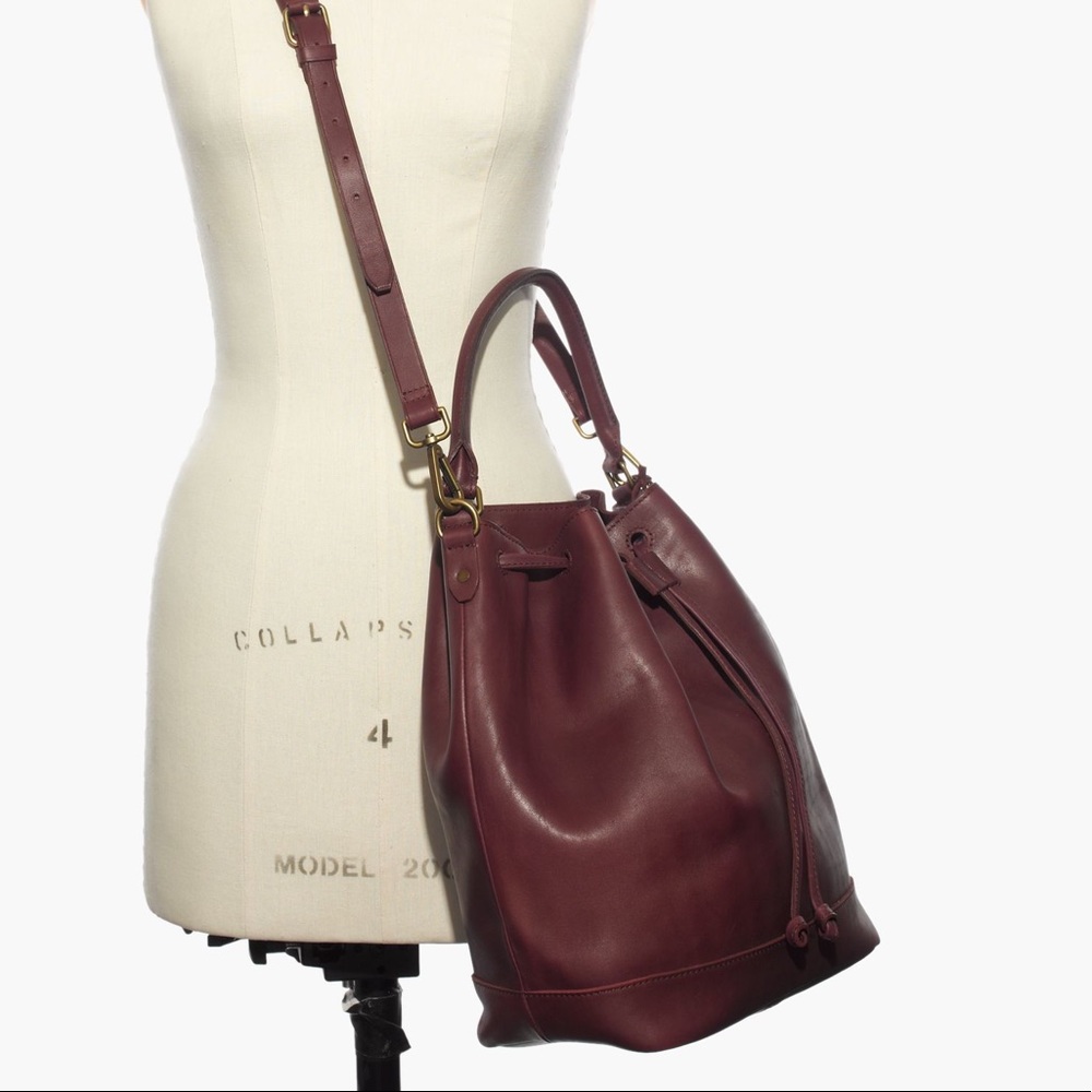 Madewell The Lafayette Bucket Bag in Oxblood EUC